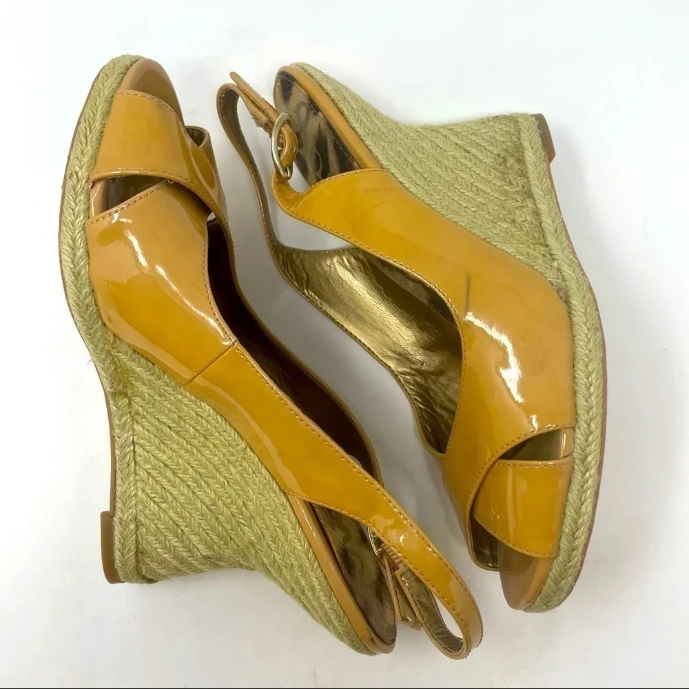 Sam Edelman Women's Leather Espadrille Sandals Sling Back | Wedge Heels
